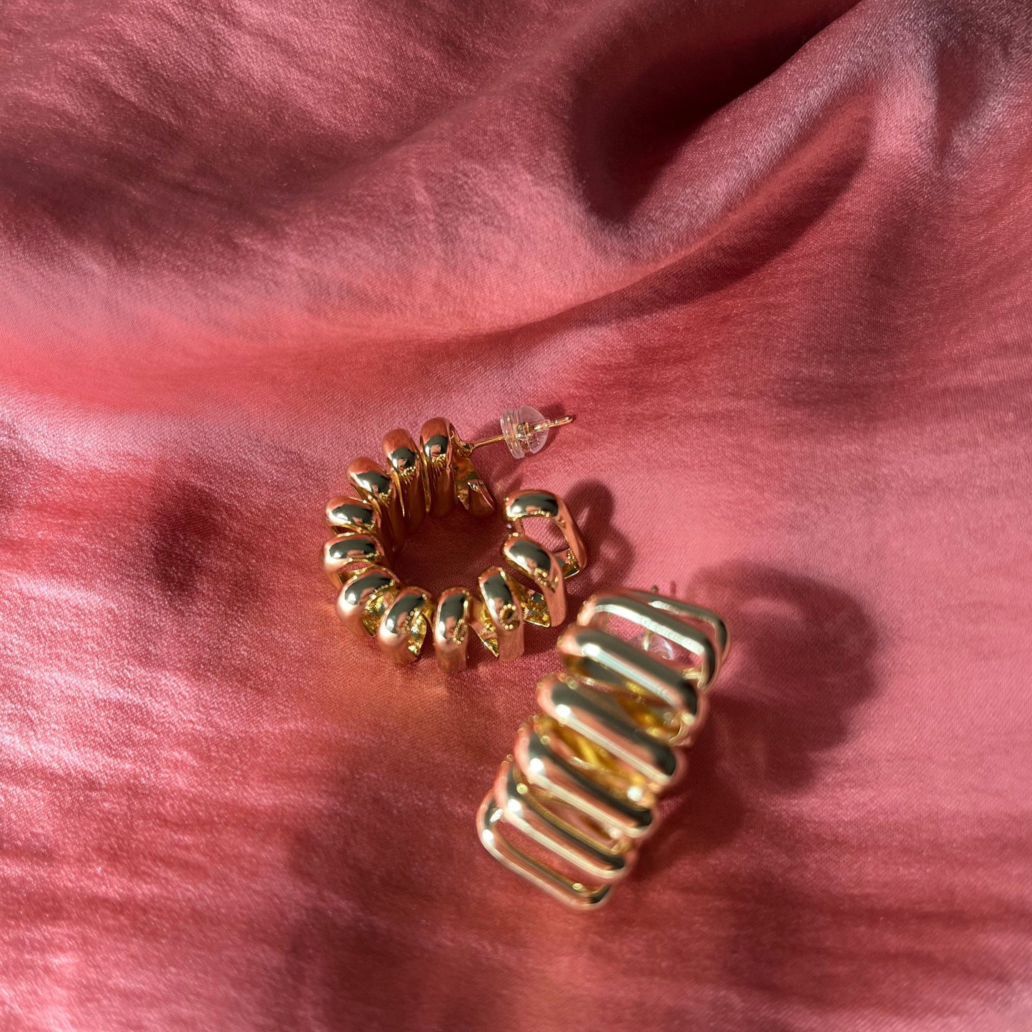 Trendy Spiral gold-plated hoops