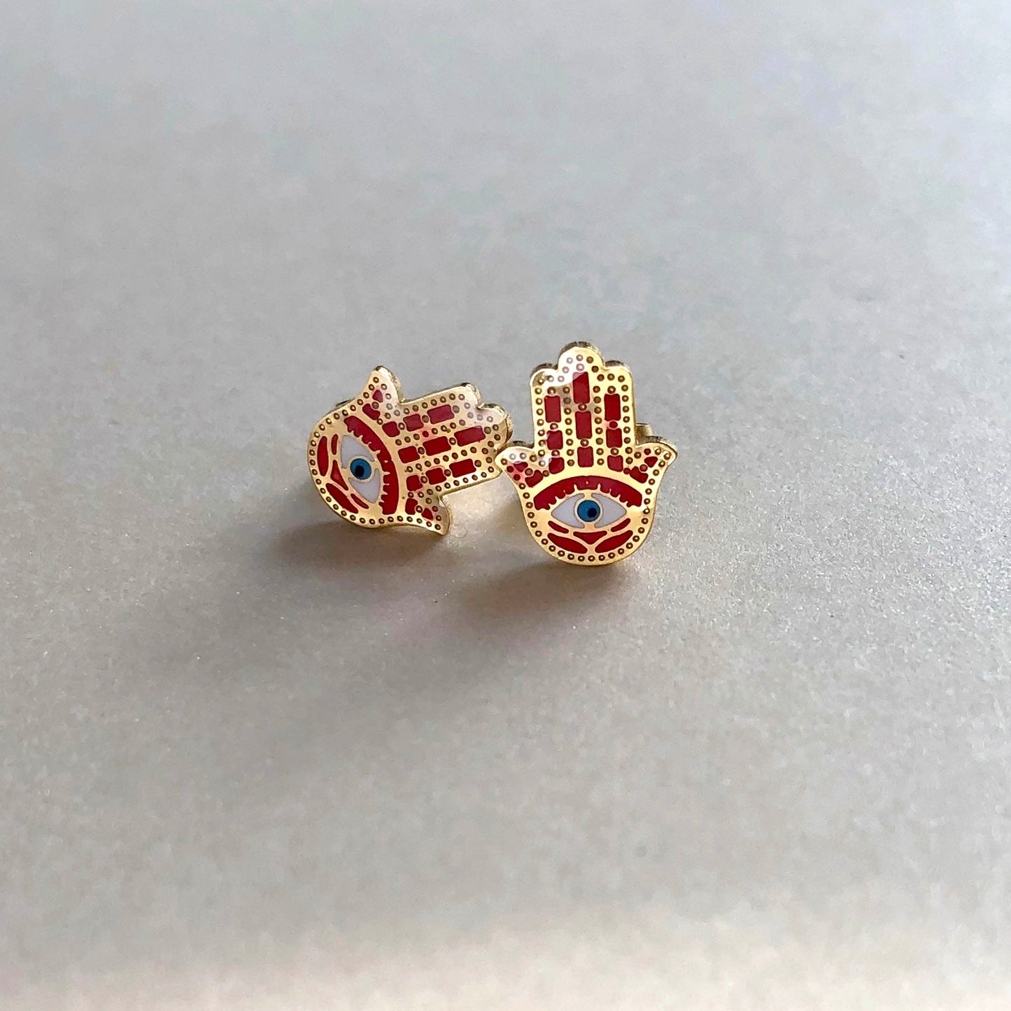 hamsa hand studs in stainless steal